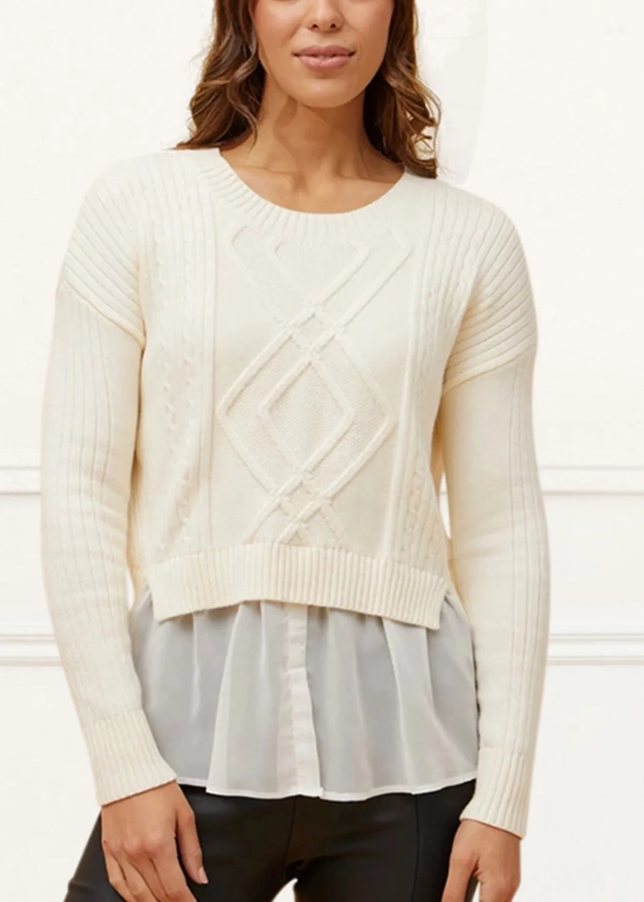 Ophelia Faux Layer Knit Sweater Pullover Chic Elegant