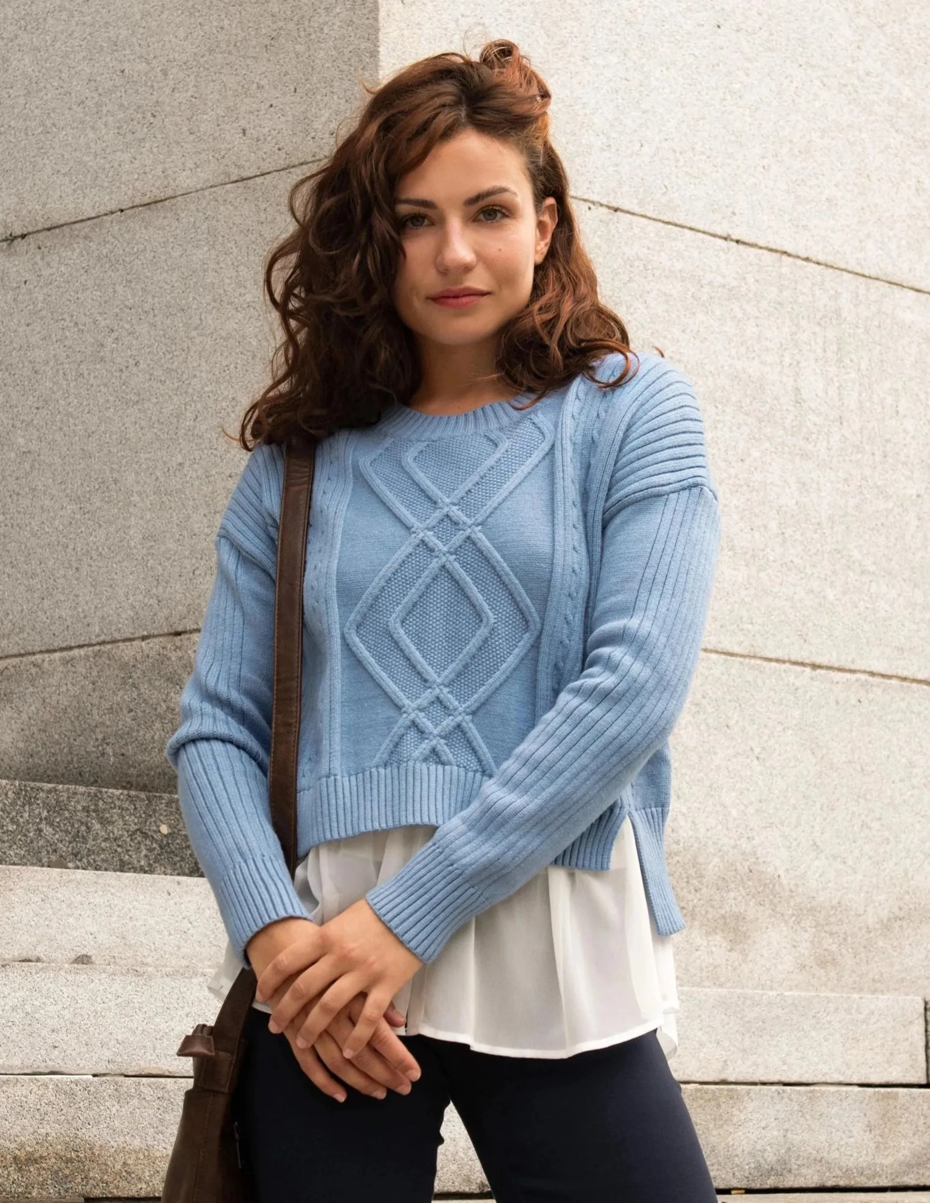 Ophelia Faux Layer Knit Sweater Pullover Chic Elegant