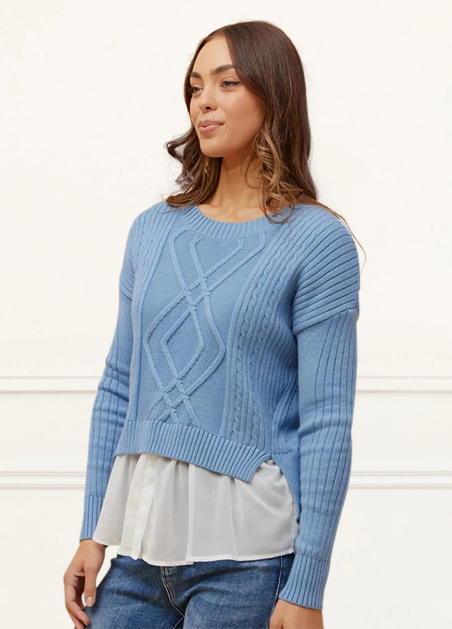 Ophelia Faux Layer Knit Sweater Pullover Chic Elegant