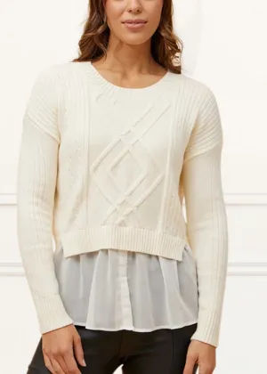 Ophelia Faux Layer Knit Sweater Pullover Chic Elegant