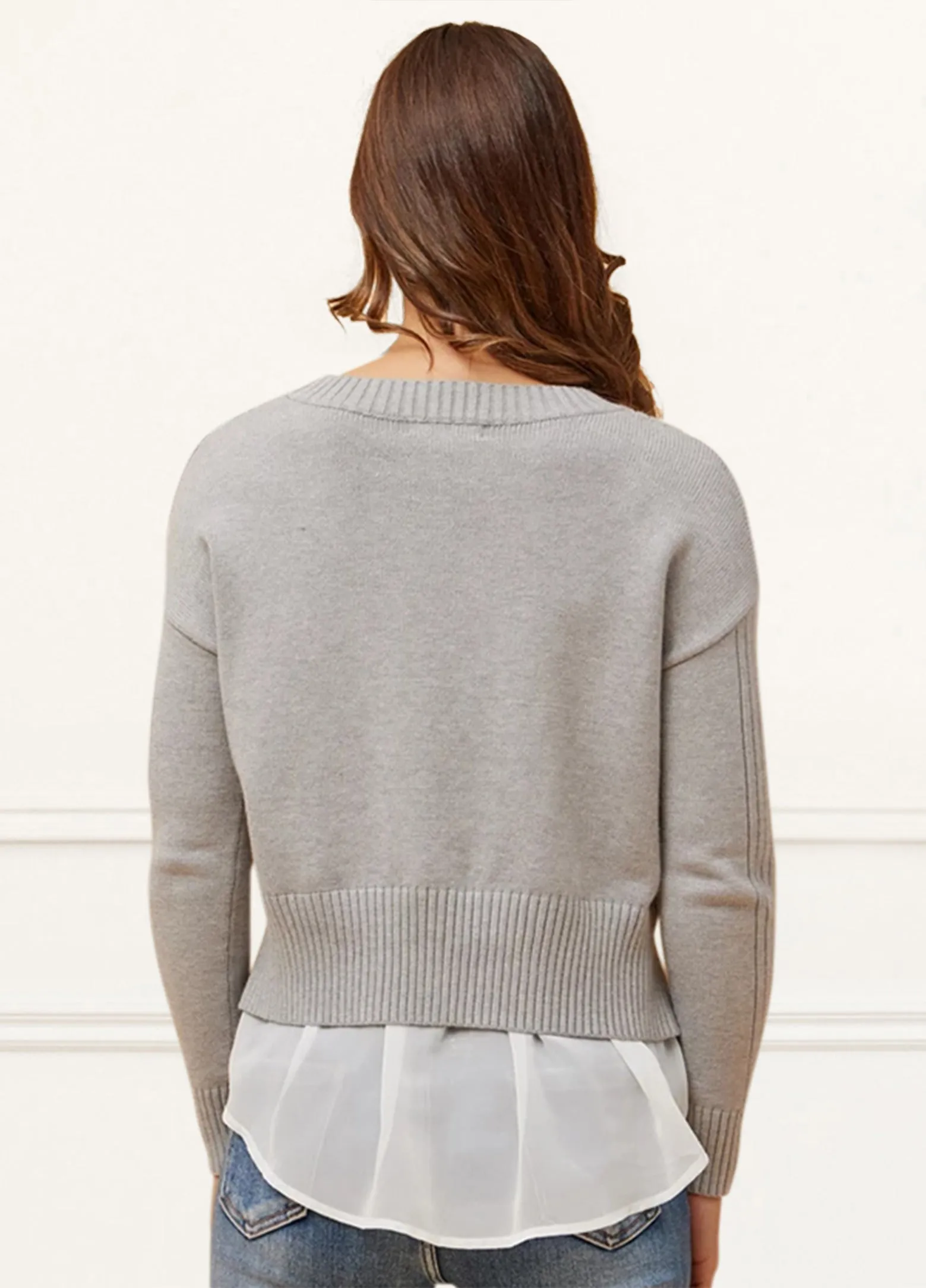 Ophelia Faux Layer Knit Sweater Pullover Chic Elegant