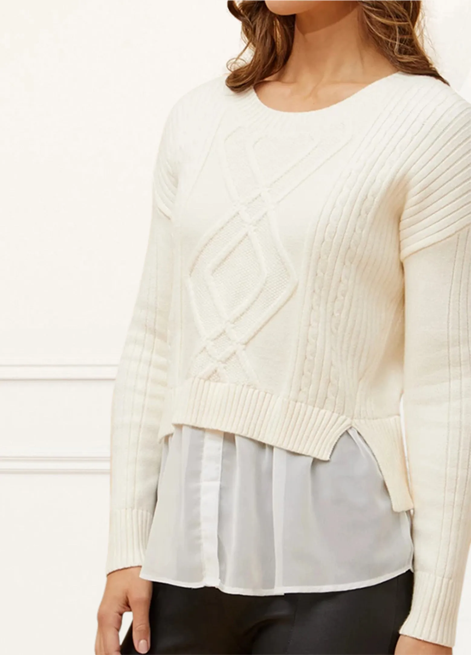 Ophelia Faux Layer Knit Sweater Pullover Chic Elegant