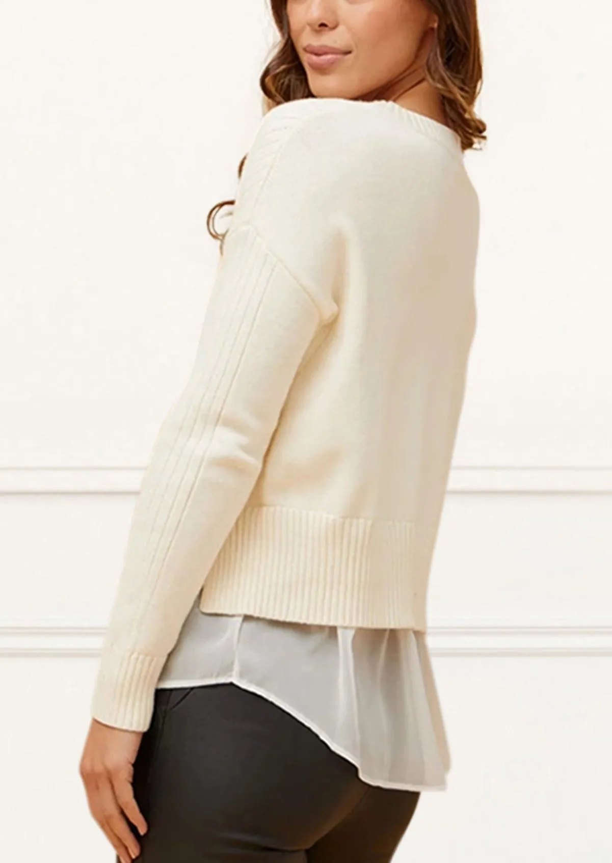 Ophelia Faux Layer Knit Sweater Pullover Chic Elegant