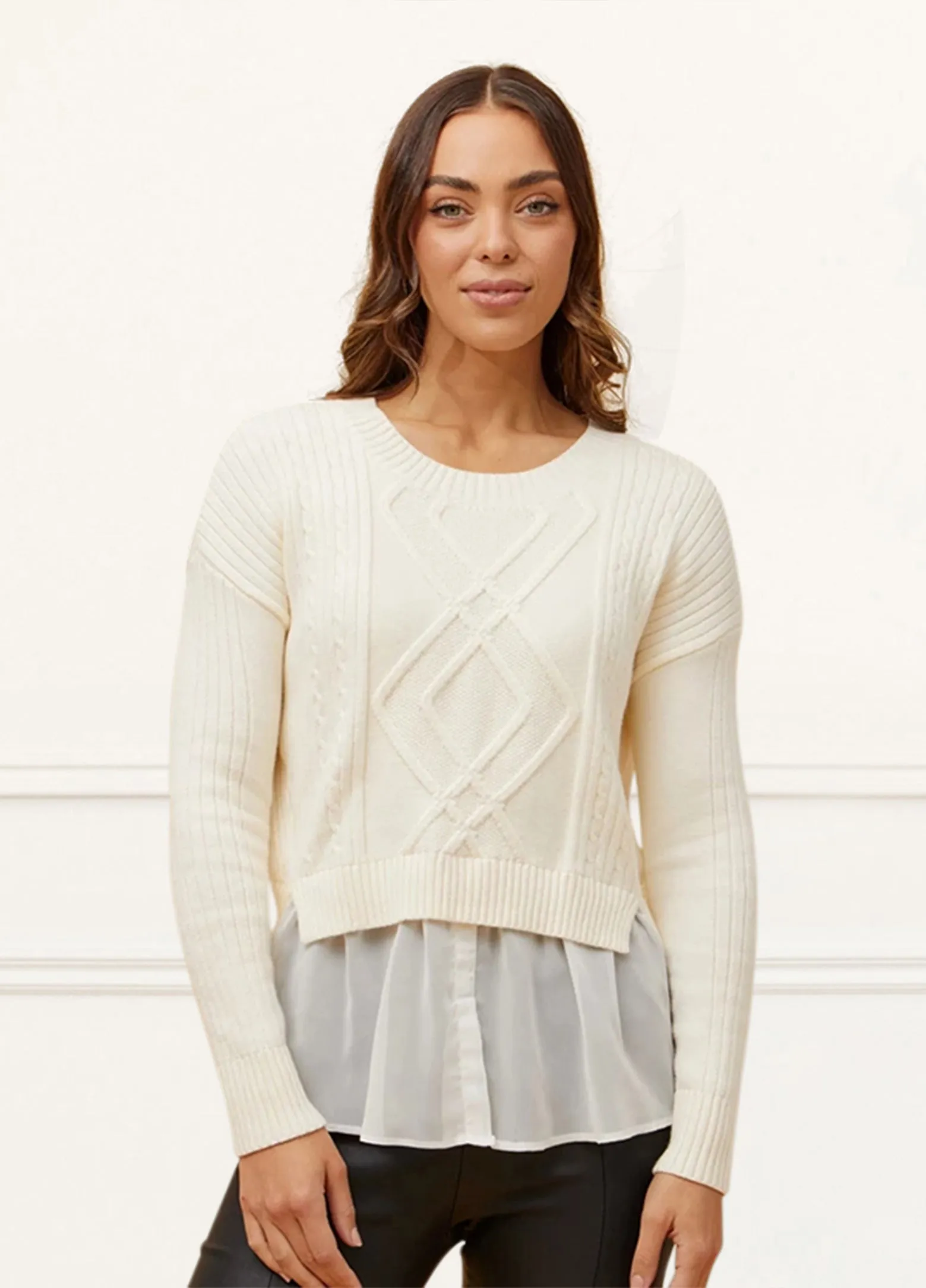 Ophelia Faux Layer Knit Sweater Pullover Chic Elegant