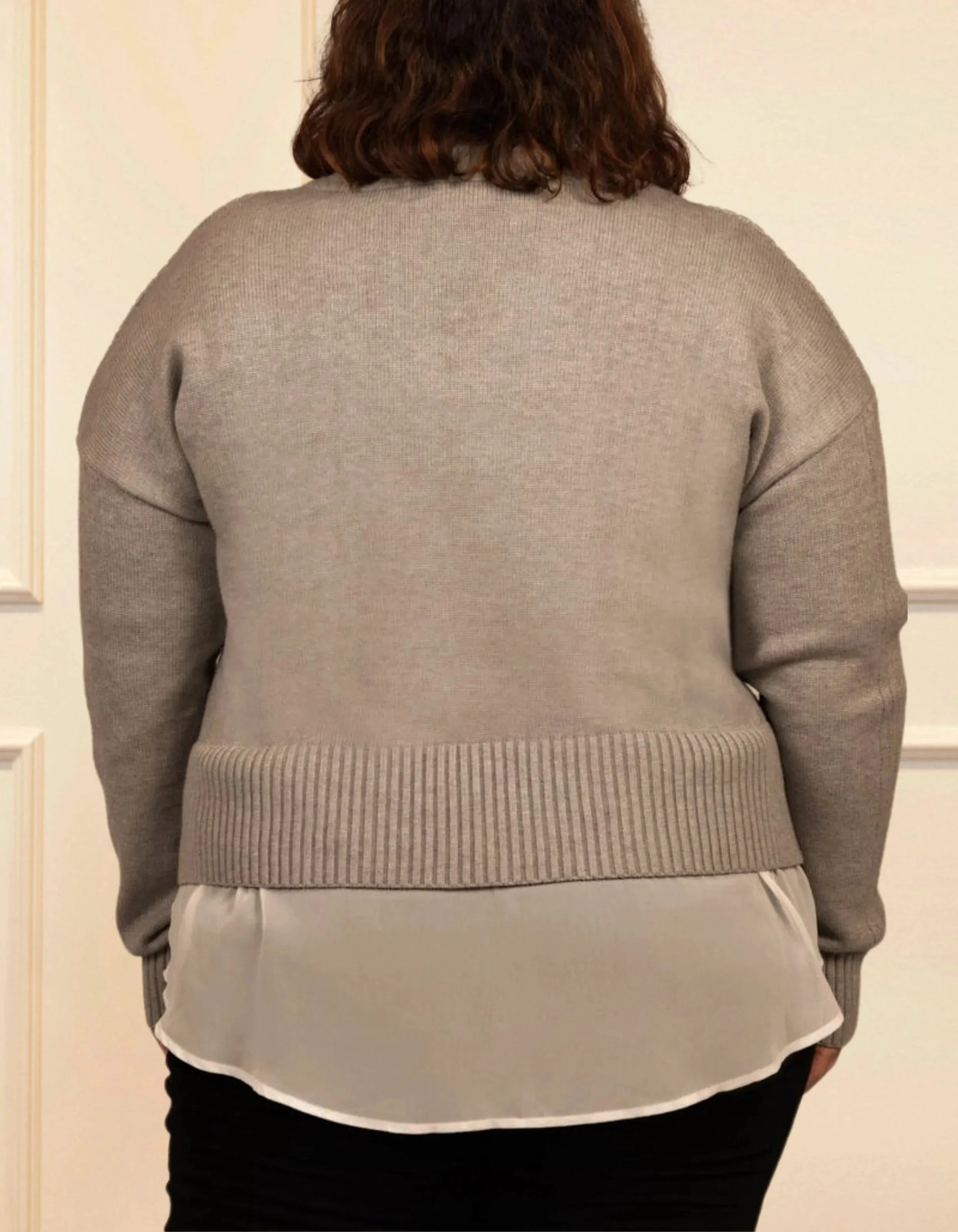 Ophelia Faux Layer Knit Sweater Pullover Chic Elegant