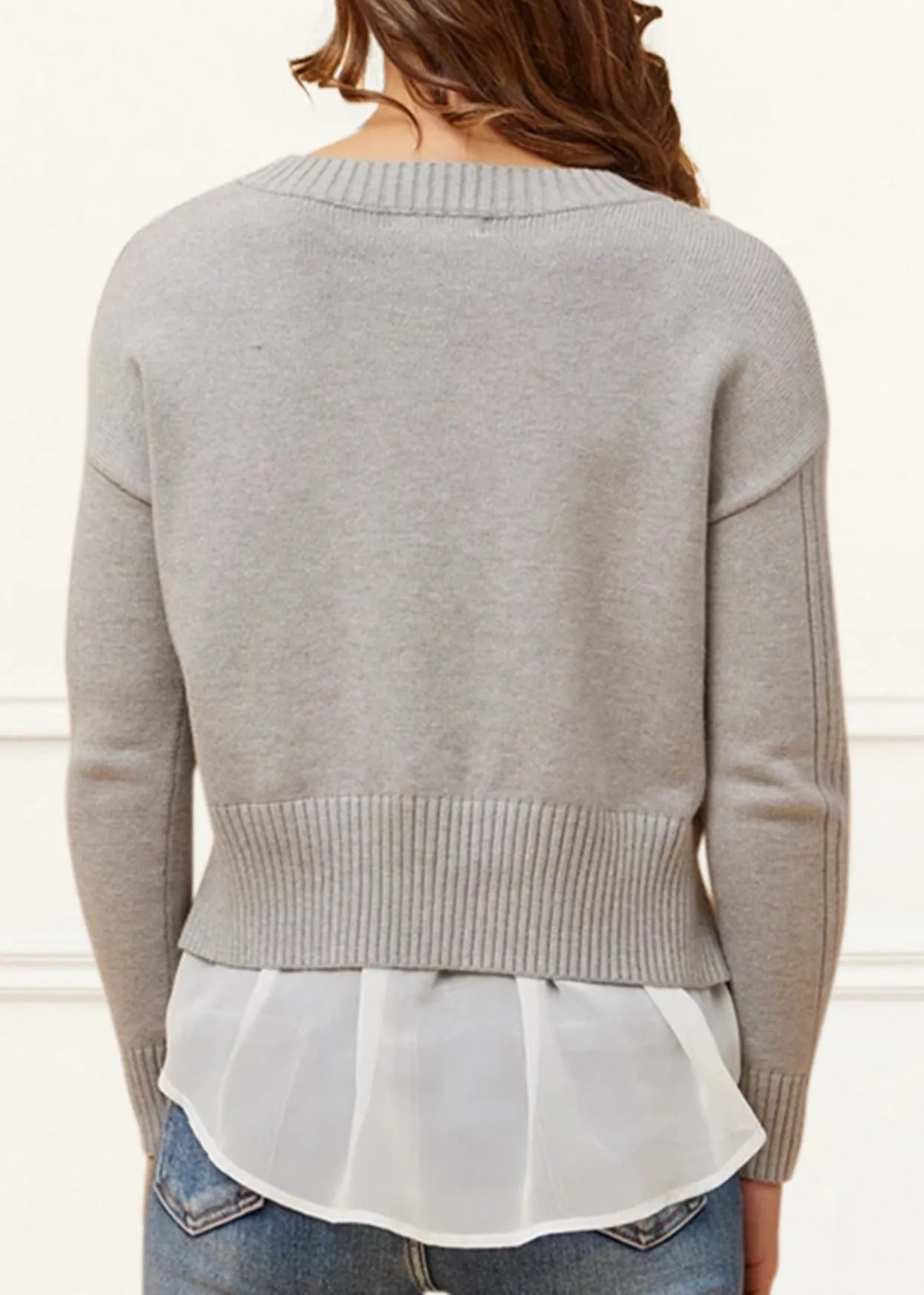 Ophelia Faux Layer Knit Sweater Pullover Chic Elegant