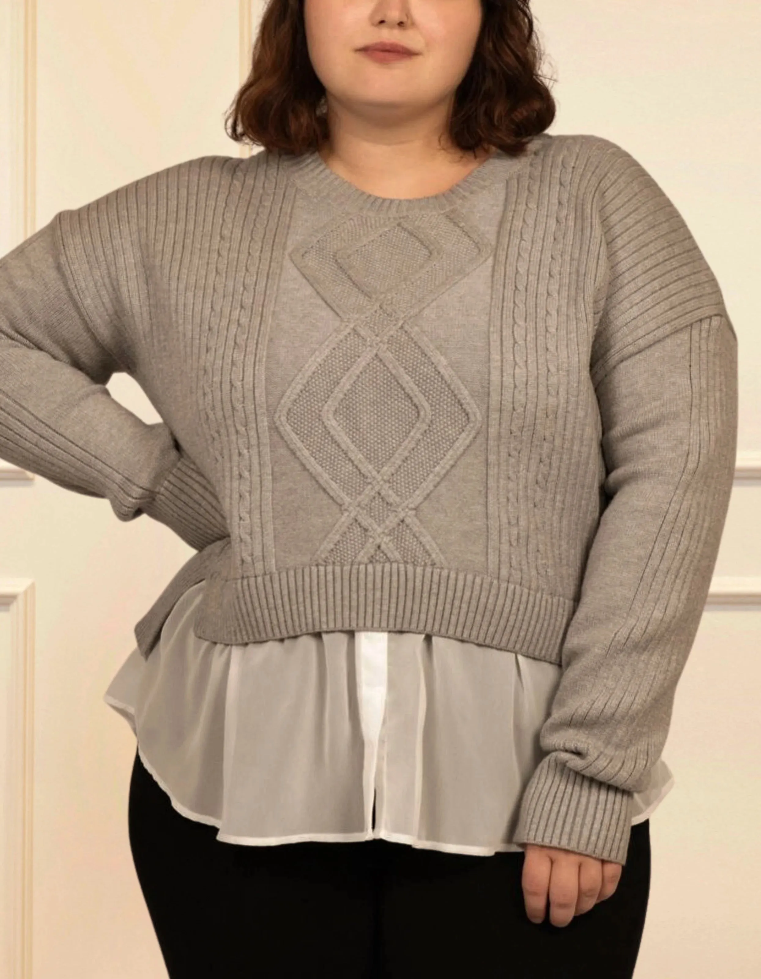 Ophelia Faux Layer Knit Sweater Pullover Chic Elegant