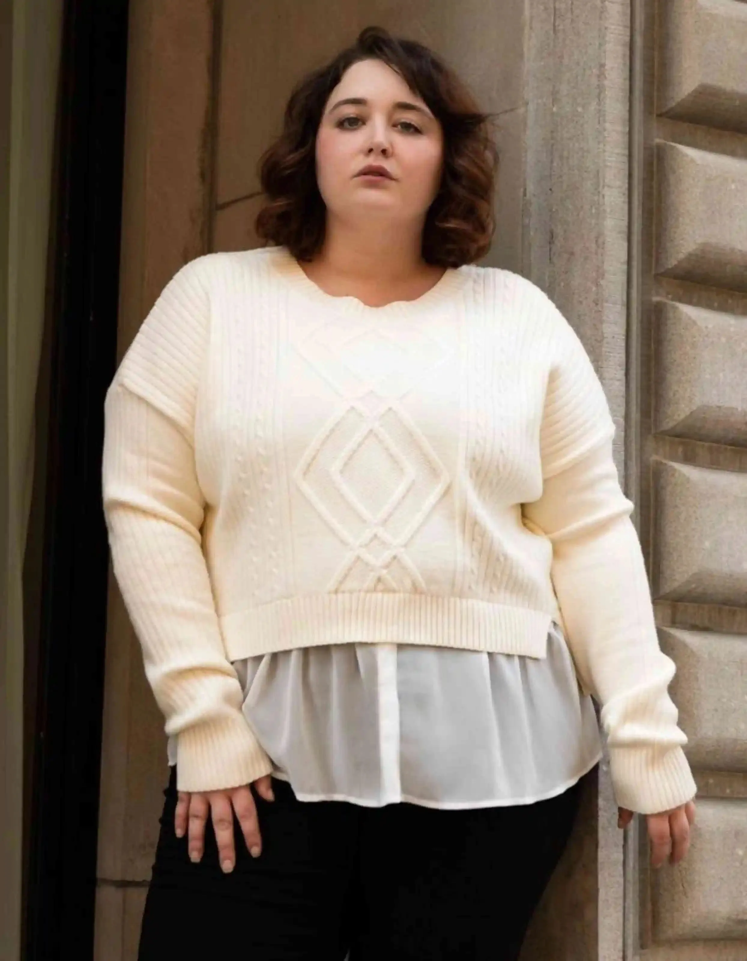 Ophelia Faux Layer Knit Sweater Pullover Chic Elegant