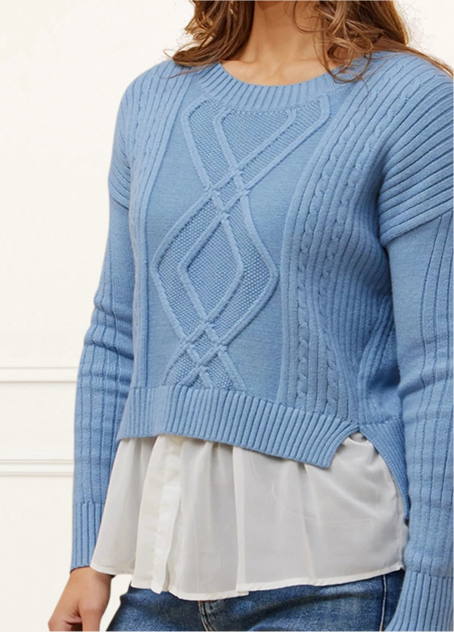 Ophelia Faux Layer Knit Sweater Pullover Chic Elegant