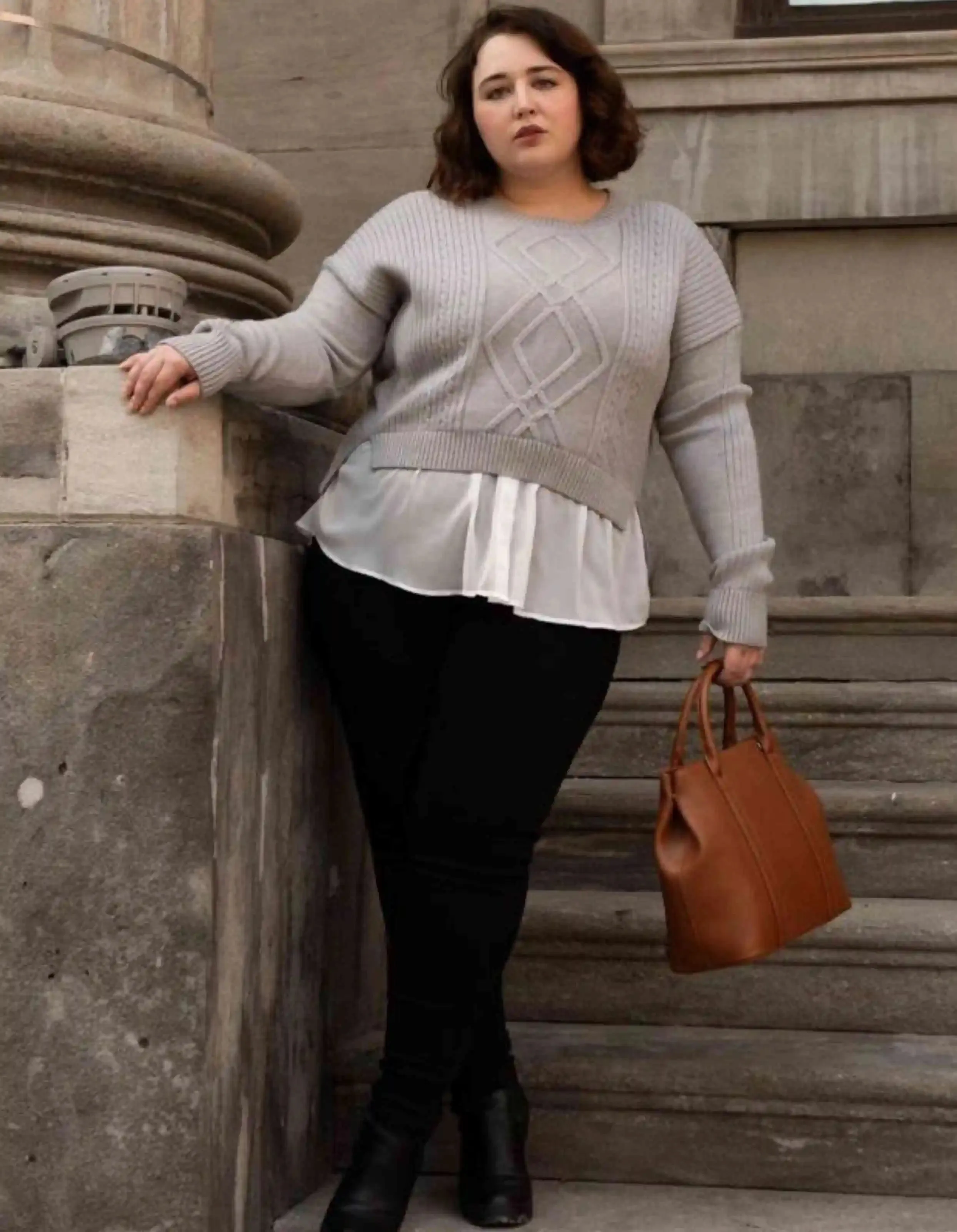 Ophelia Faux Layer Knit Sweater Pullover Chic Elegant