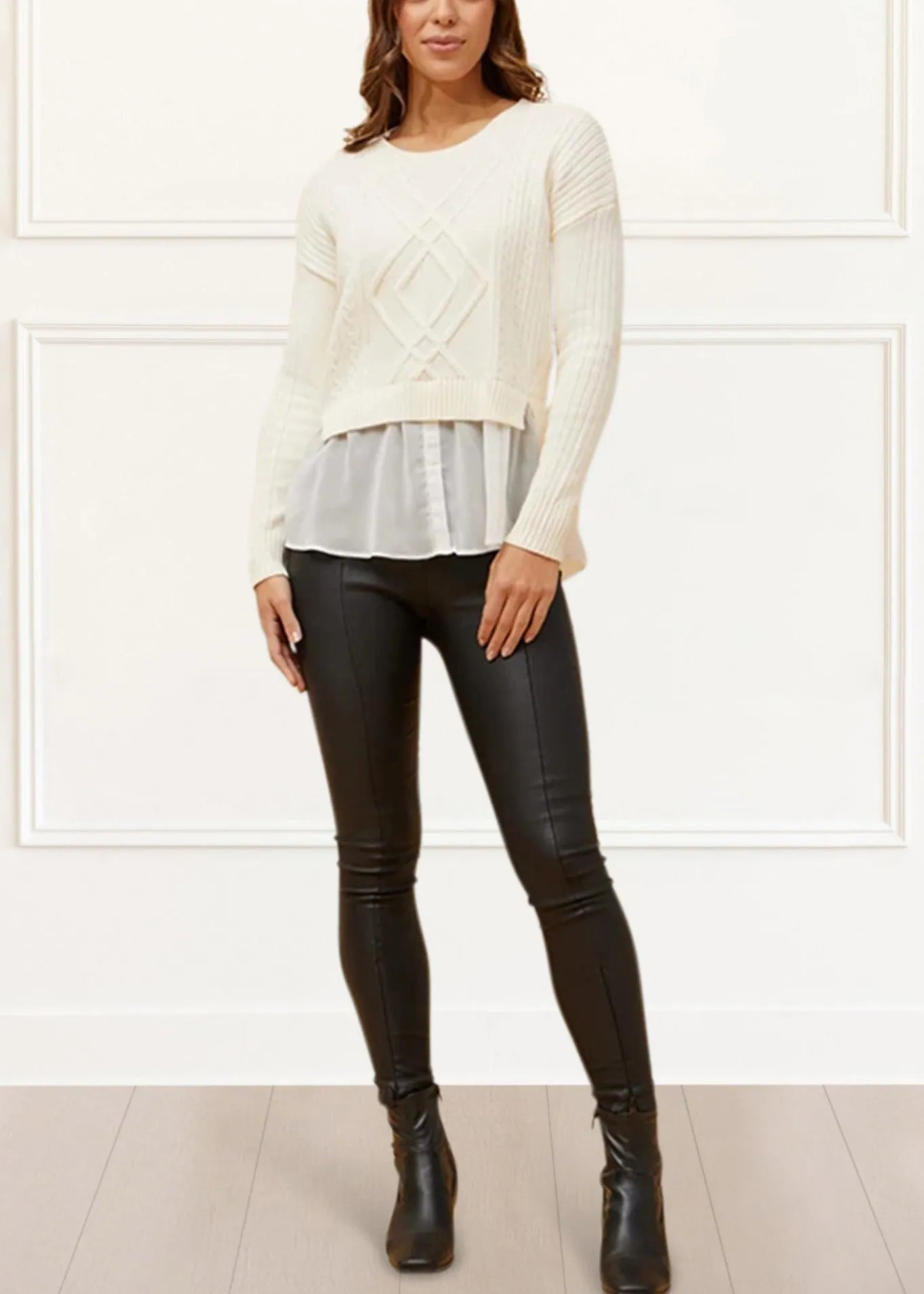 Ophelia Faux Layer Knit Sweater Pullover Chic Elegant