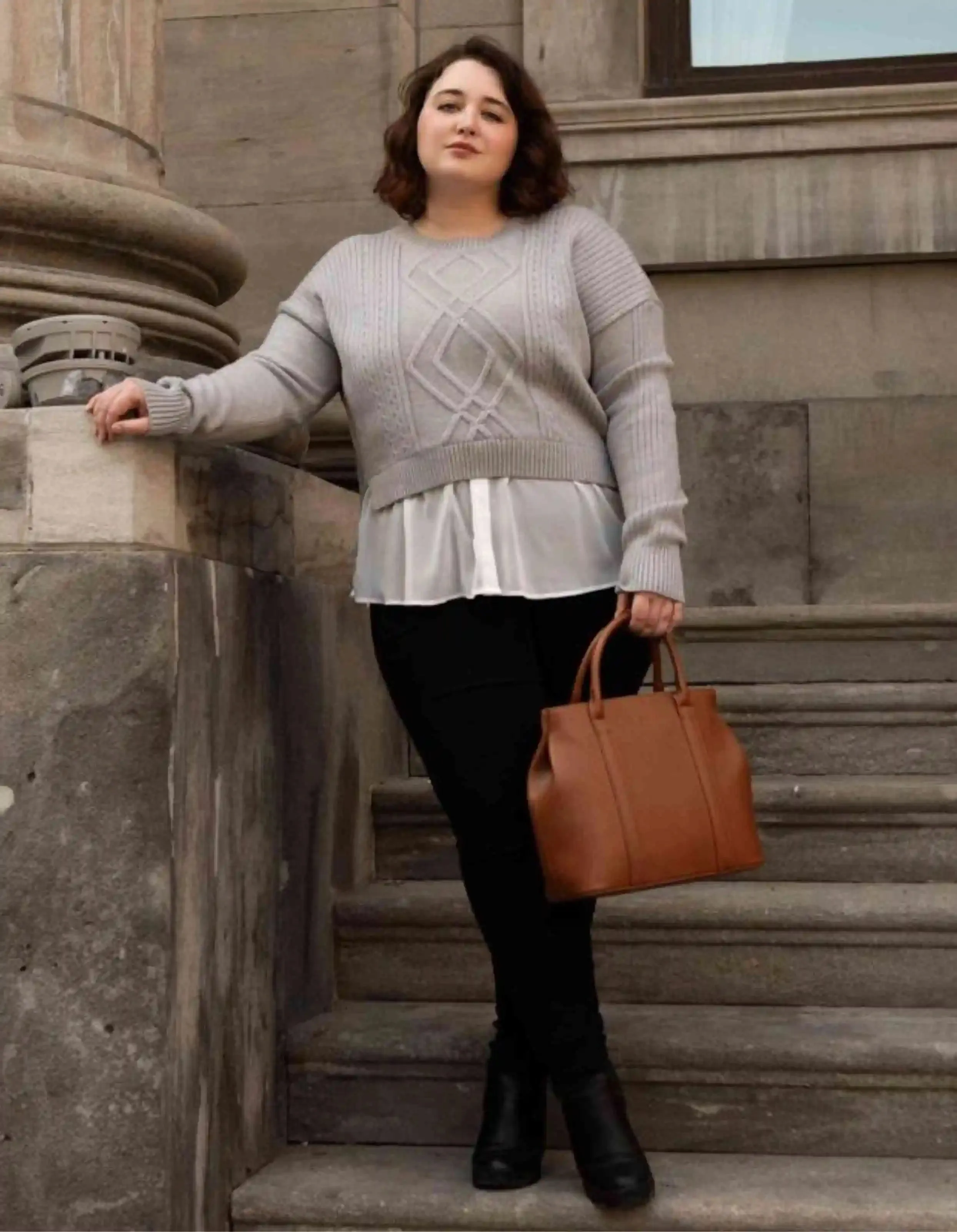 Ophelia Faux Layer Knit Sweater Pullover Chic Elegant