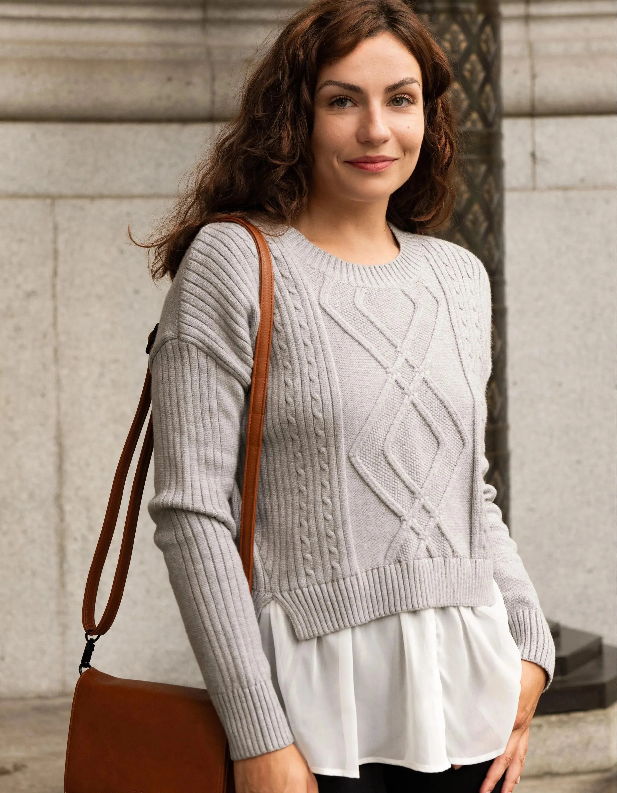 Ophelia Faux Layer Knit Sweater Pullover Chic Elegant