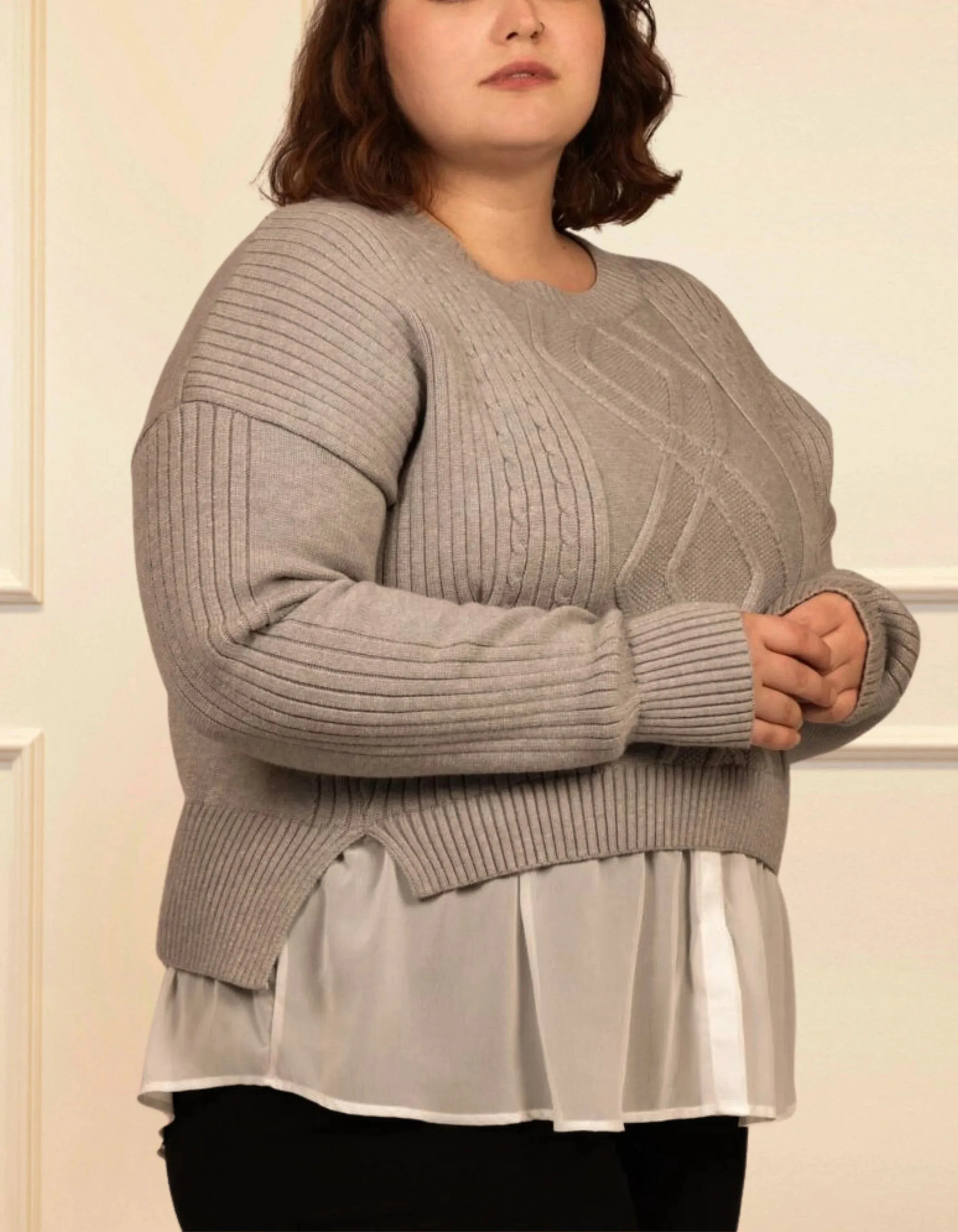 Ophelia Faux Layer Knit Sweater Pullover Chic Elegant