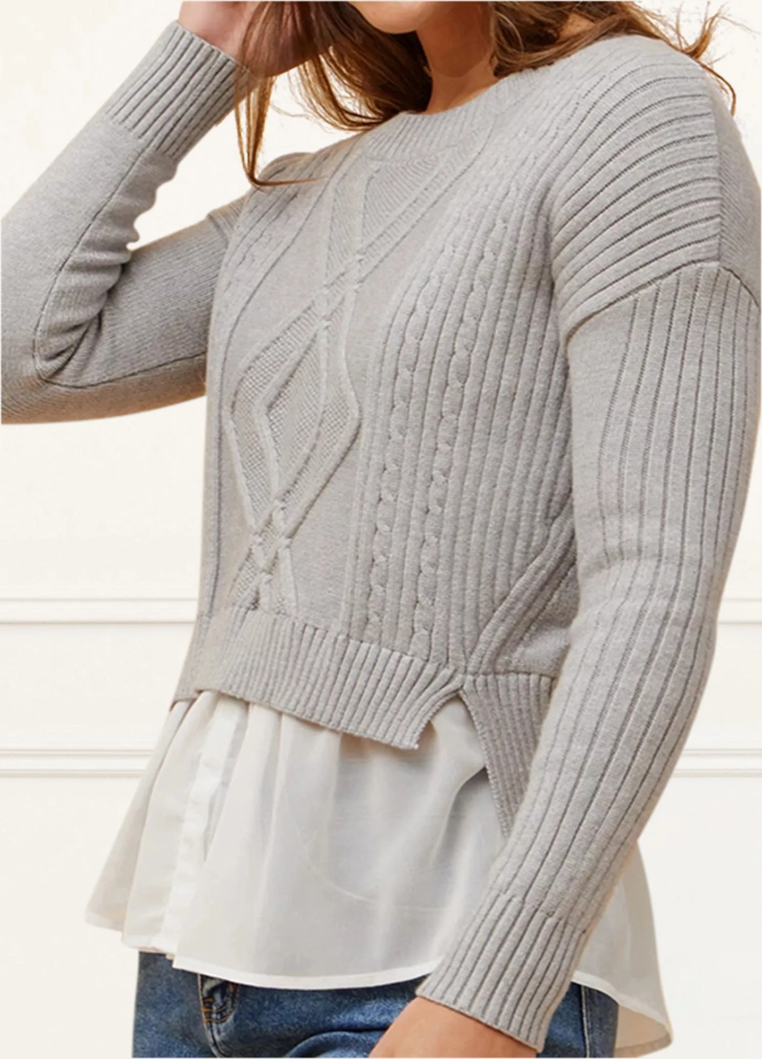 Ophelia Faux Layer Knit Sweater Pullover Chic Elegant