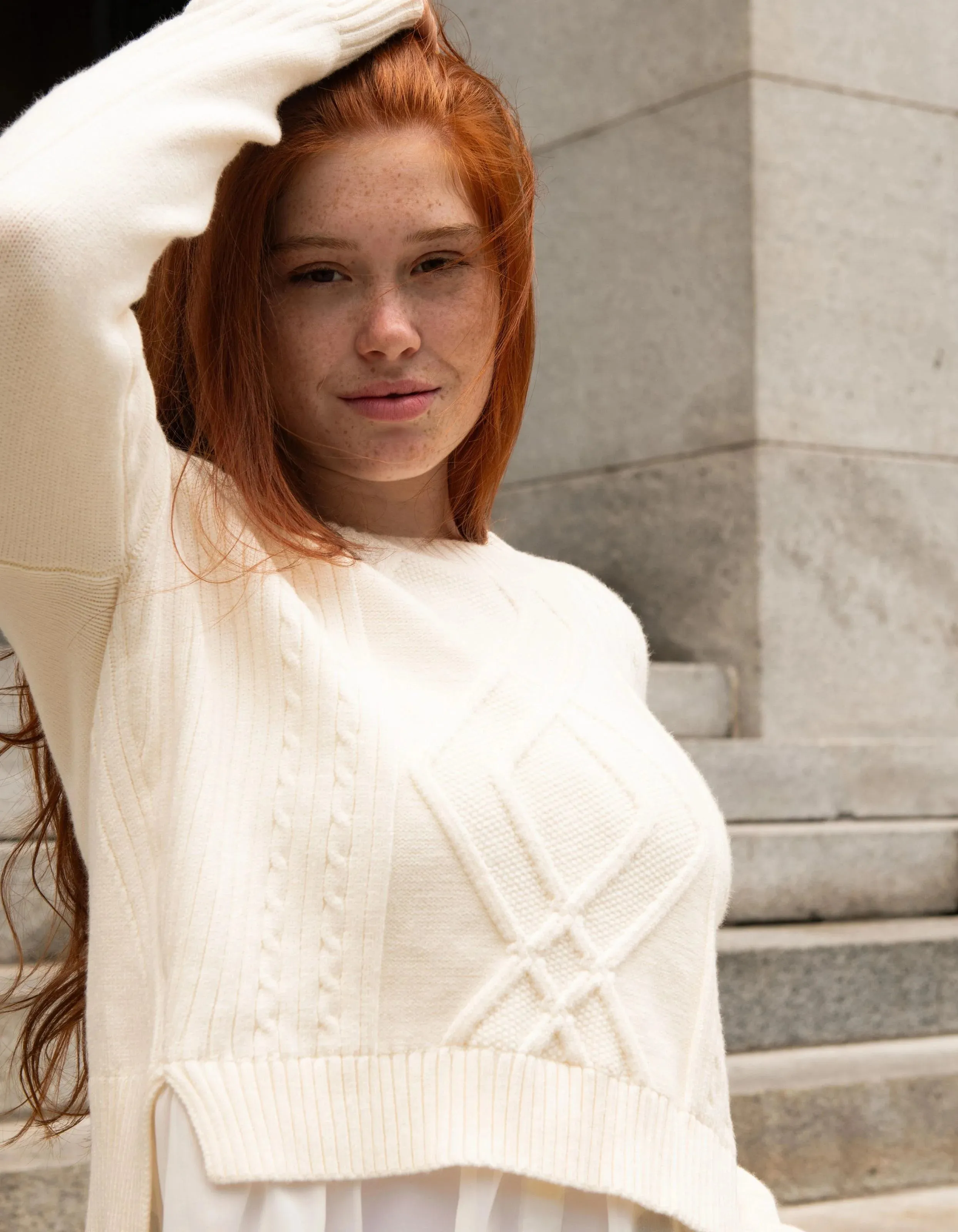 Ophelia Faux Layer Knit Sweater Pullover Chic Elegant