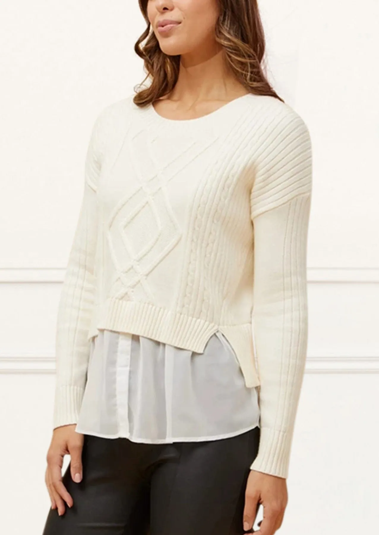 Ophelia Faux Layer Knit Sweater Pullover Chic Elegant