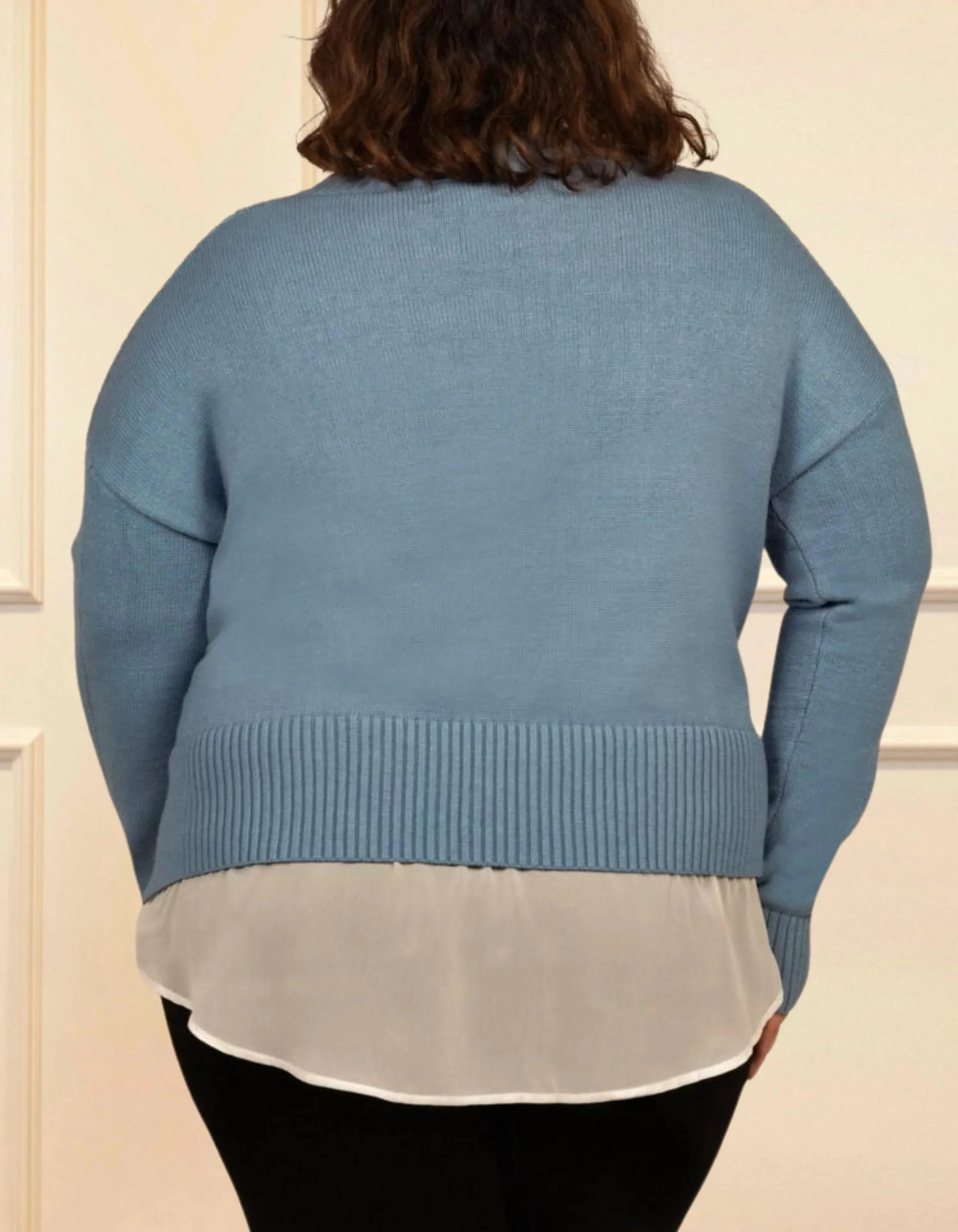 Ophelia Faux Layer Knit Sweater Pullover Chic Elegant