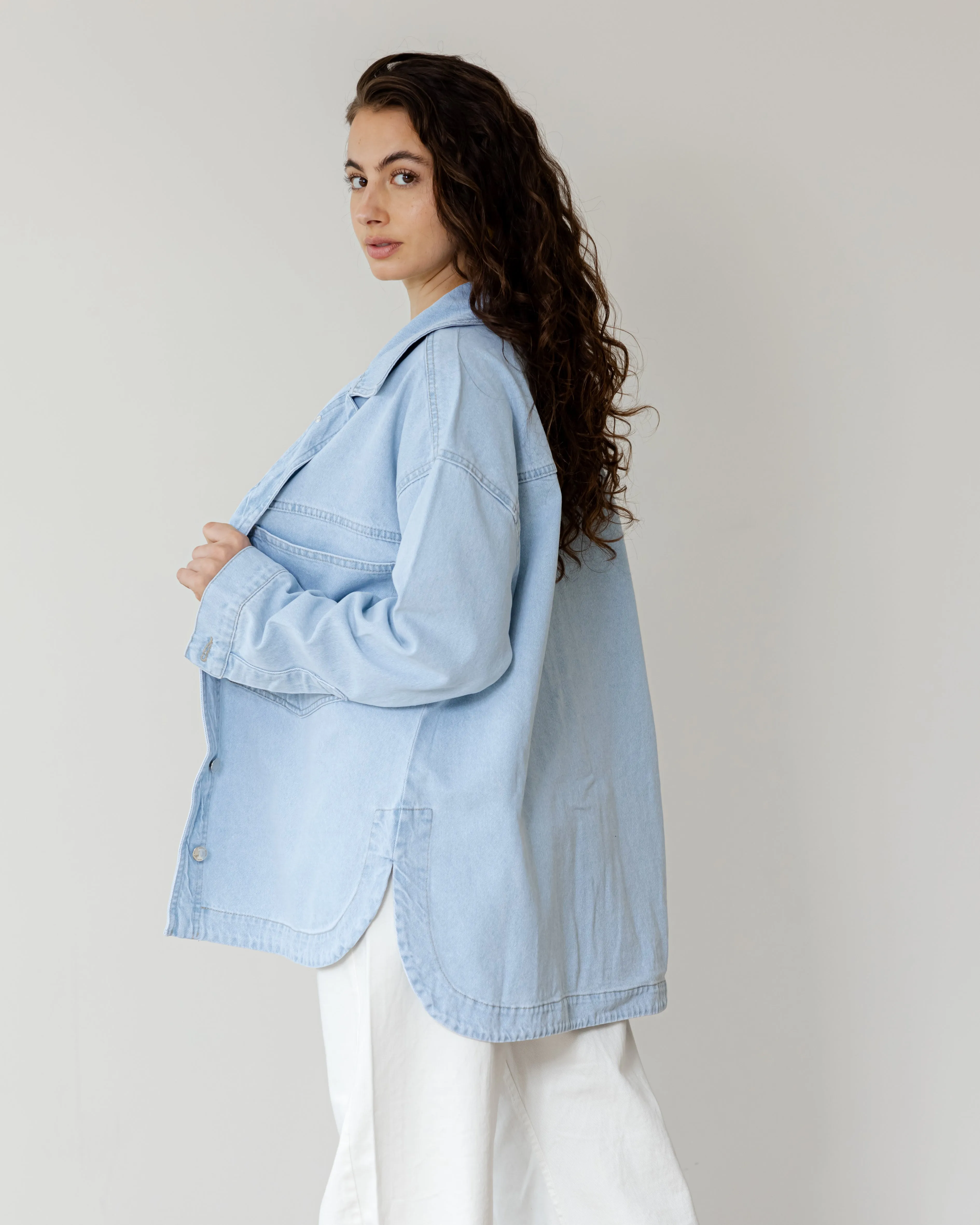 Oversized Denim Shirt in Blue
