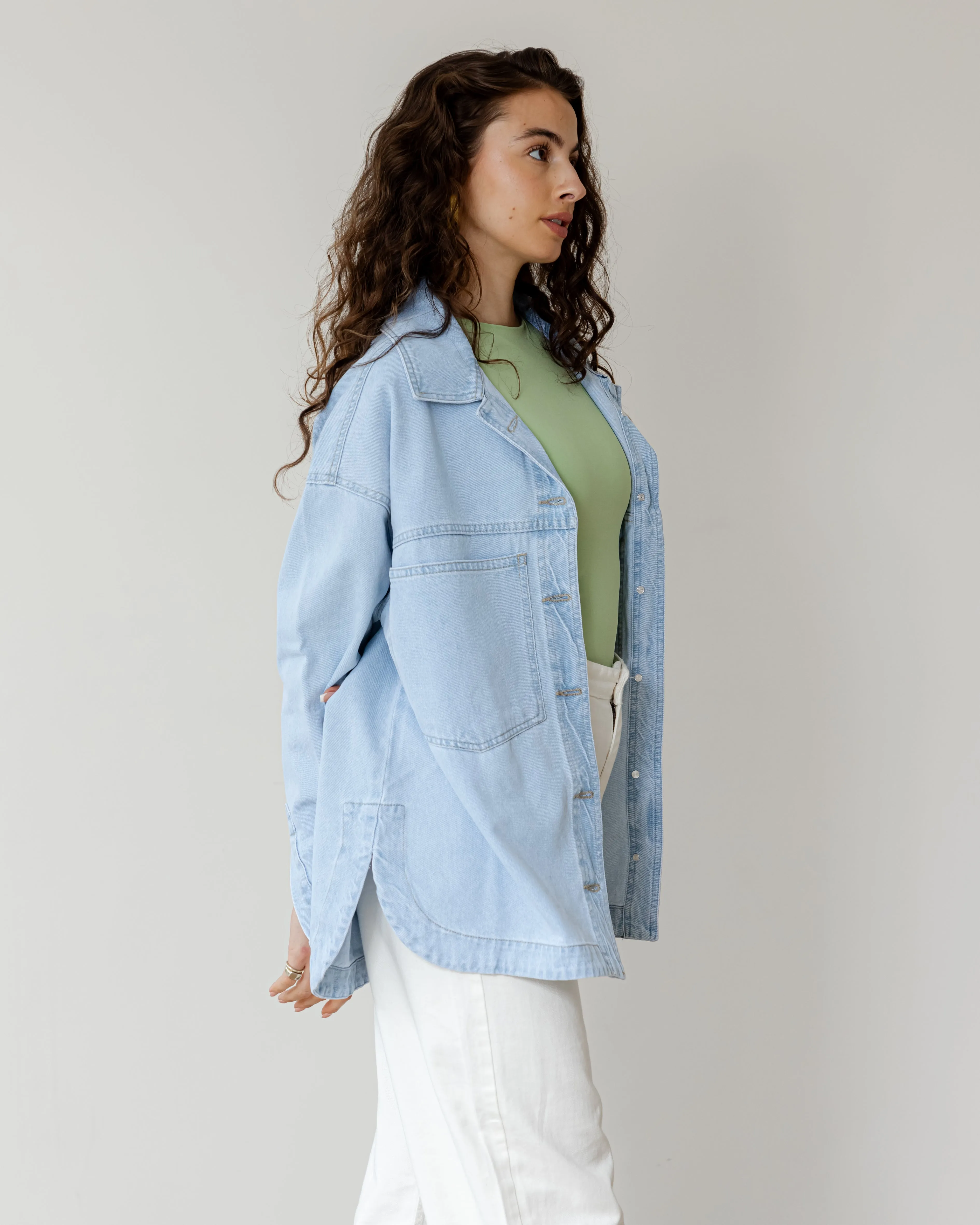 Oversized Denim Shirt in Blue