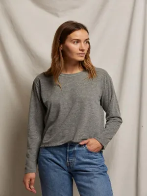 perfectwhitetee - Axel Long Sleeve Boxy Tee - Heather Grey
