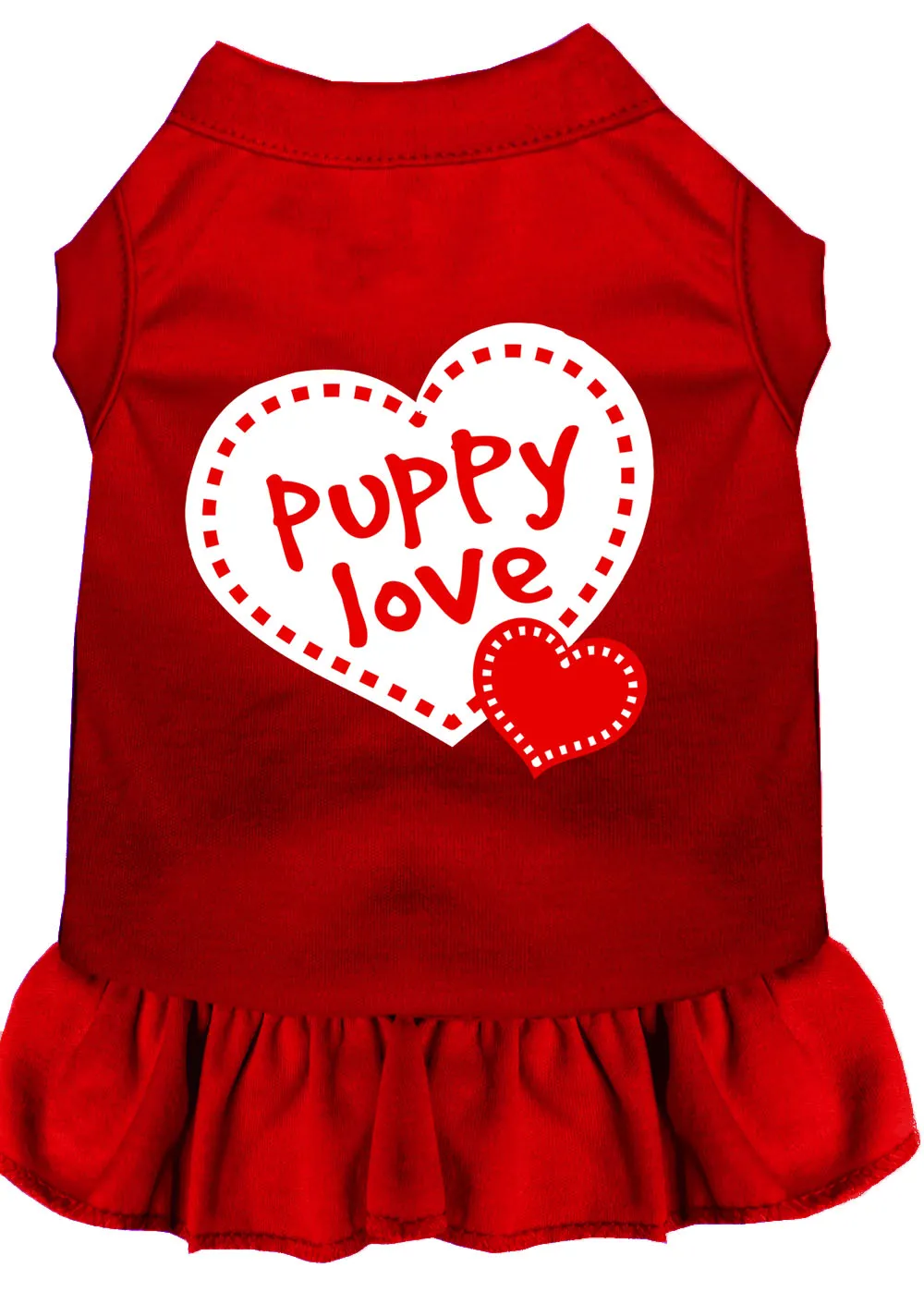 Puppy Love Screen Print Dress Red Xxxl