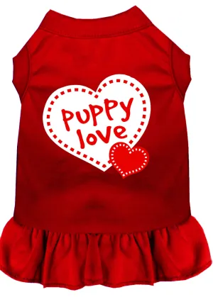 Puppy Love Screen Print Dress Red Xxxl