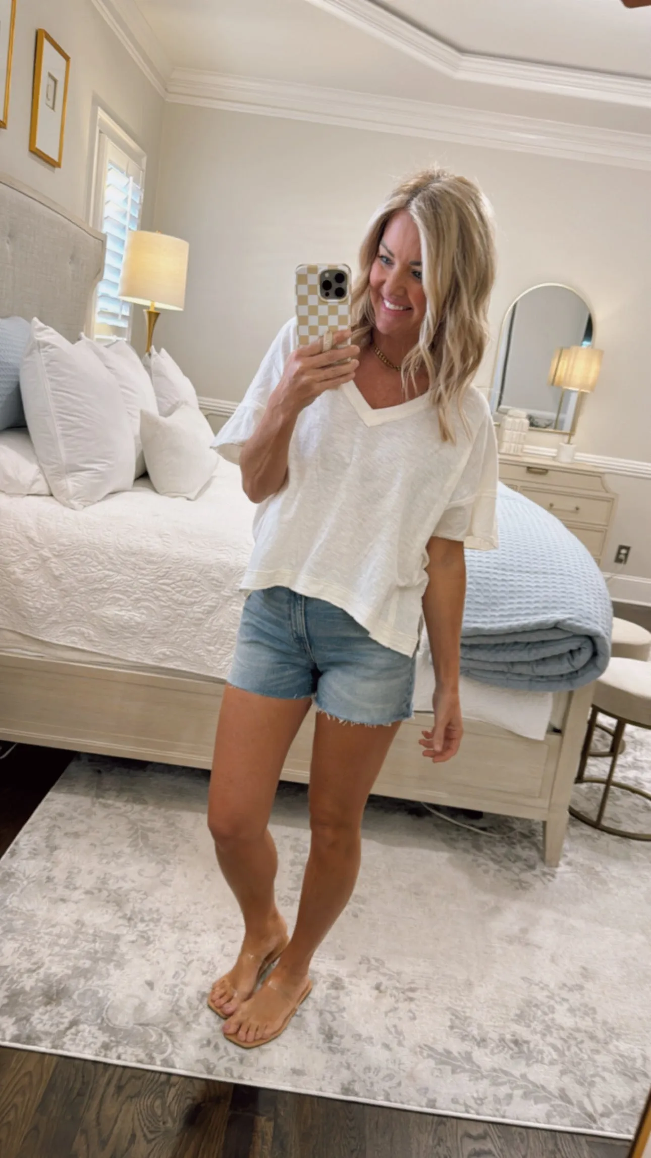Raw Edge V-Neck Oversized Tee