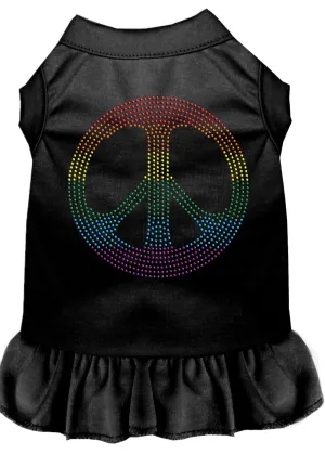 Rhinestone Rainbow Peace Dress Black 4x