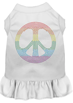 Rhinestone Rainbow Peace Dress White Xxl