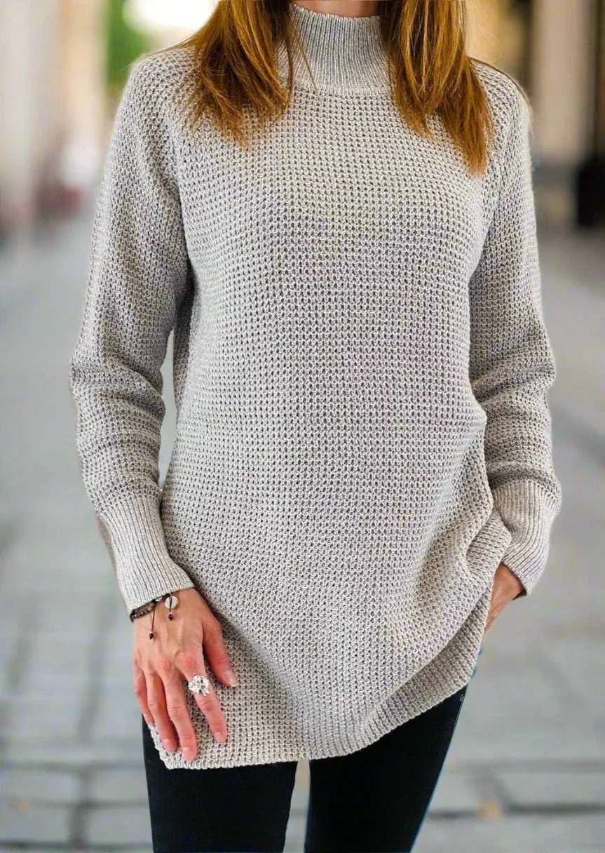 SILVER SWIRL KNIT SWEATER