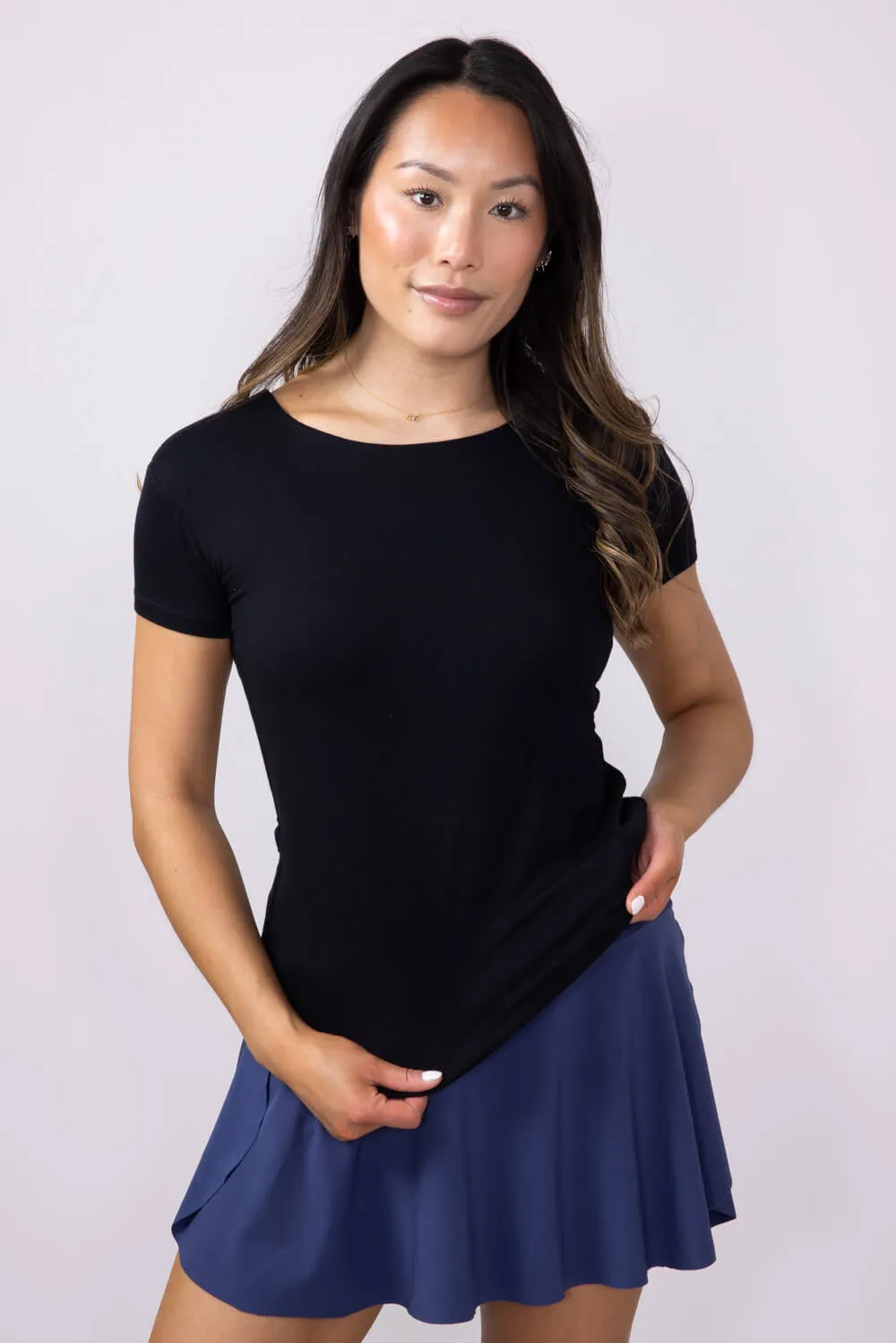 Simply Southern Double Layer T-Shirt for Women in Black | PP-0125-TEE-DBLYR-BLACK