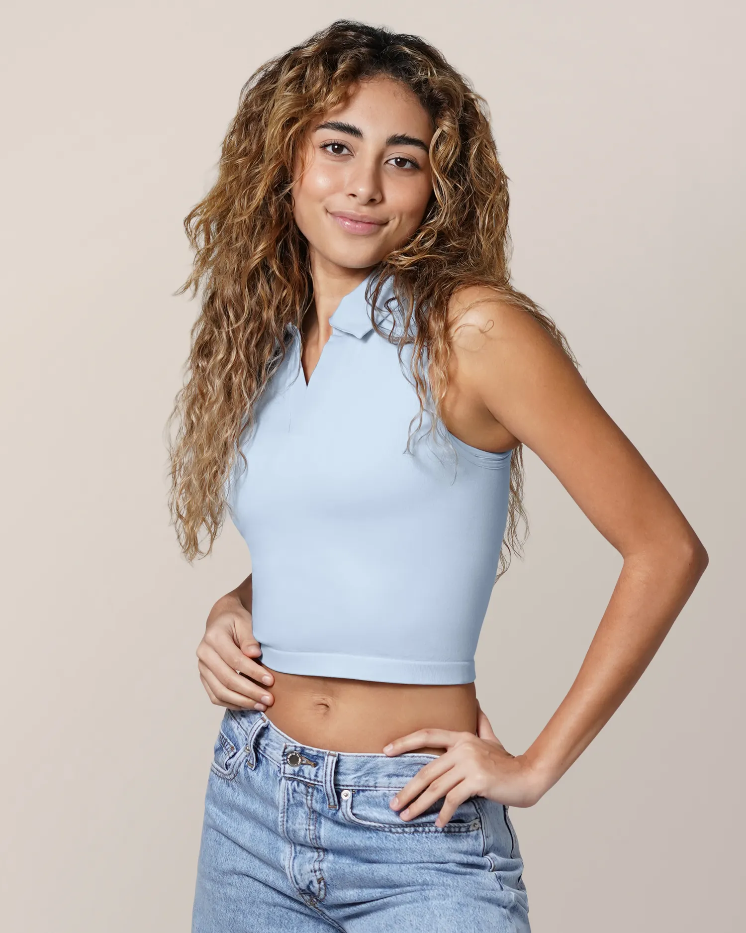 Sublime® Bamboo Collared Maternity & Nursing Longline Bra Top | French Blue