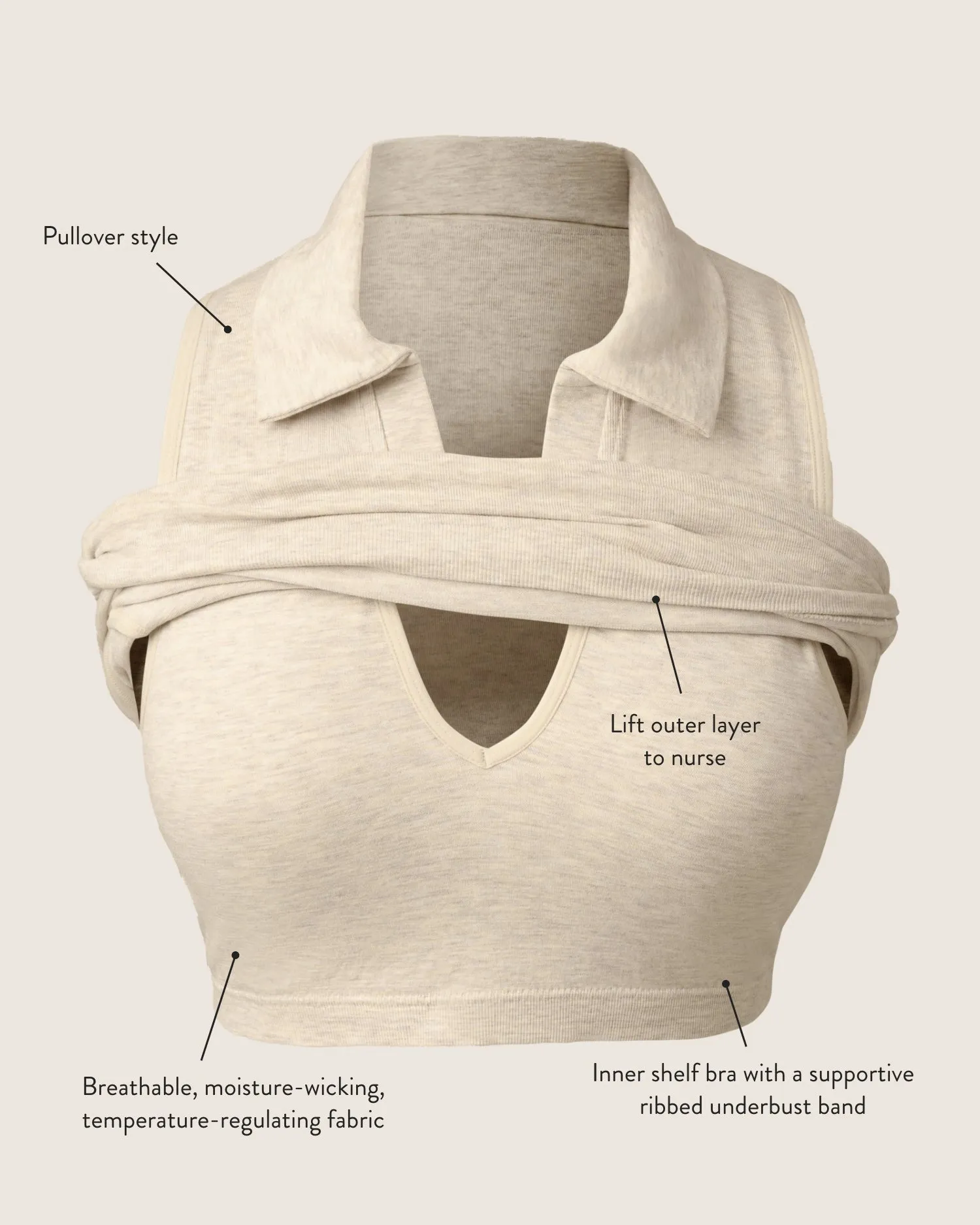 Sublime® Bamboo Collared Maternity & Nursing Longline Bra Top | French Blue