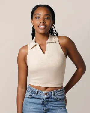 Sublime® Bamboo Collared Maternity & Nursing Longline Bra Top | Oatmeal Heather