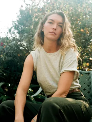 Sunwashed Regenerative Cotton Essential Tee - Island Dune Heather
