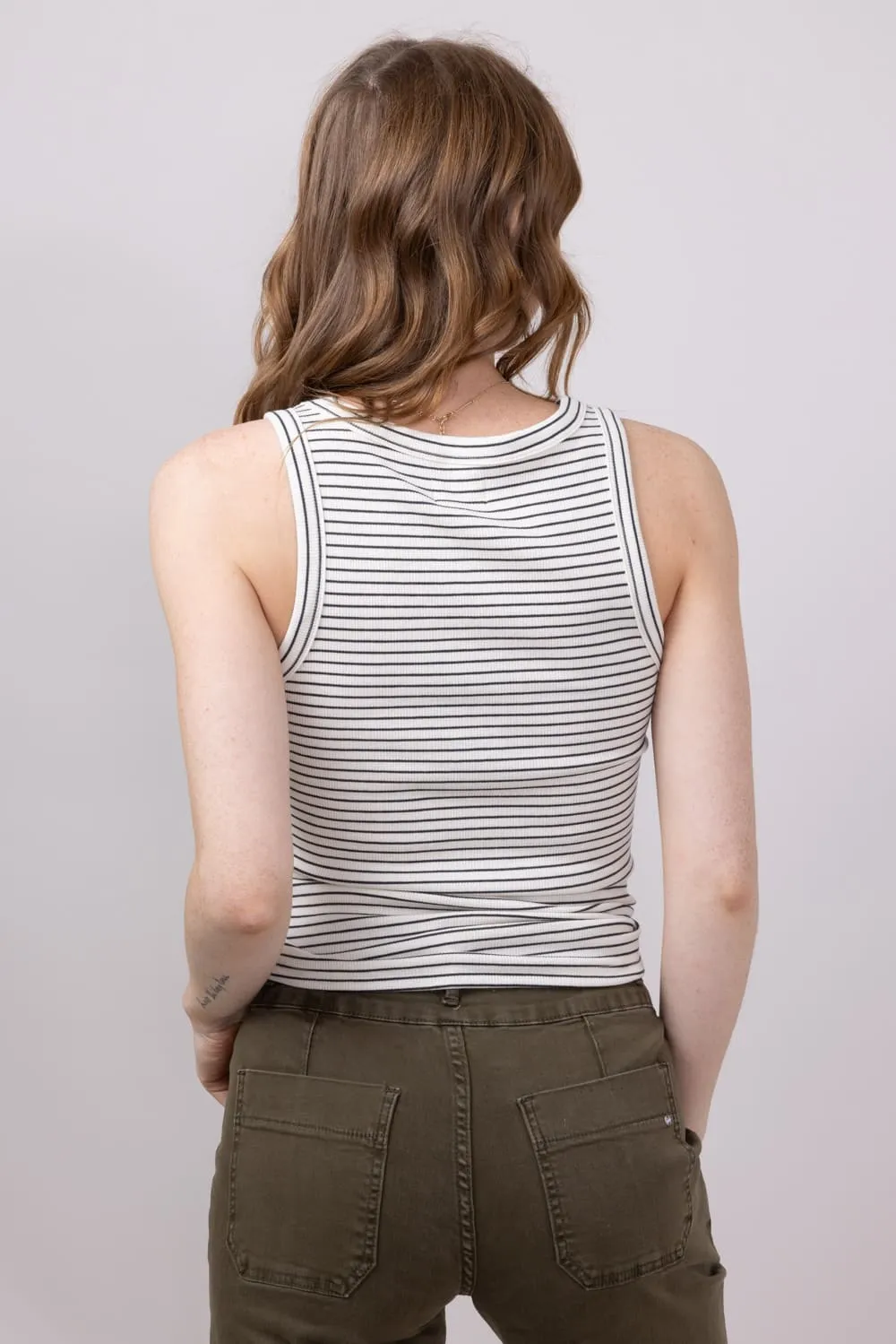 Thread & Supply Edlin Stripe Tank Top for Women in Cream/Black | T2338BRTS-CREAMBLACK