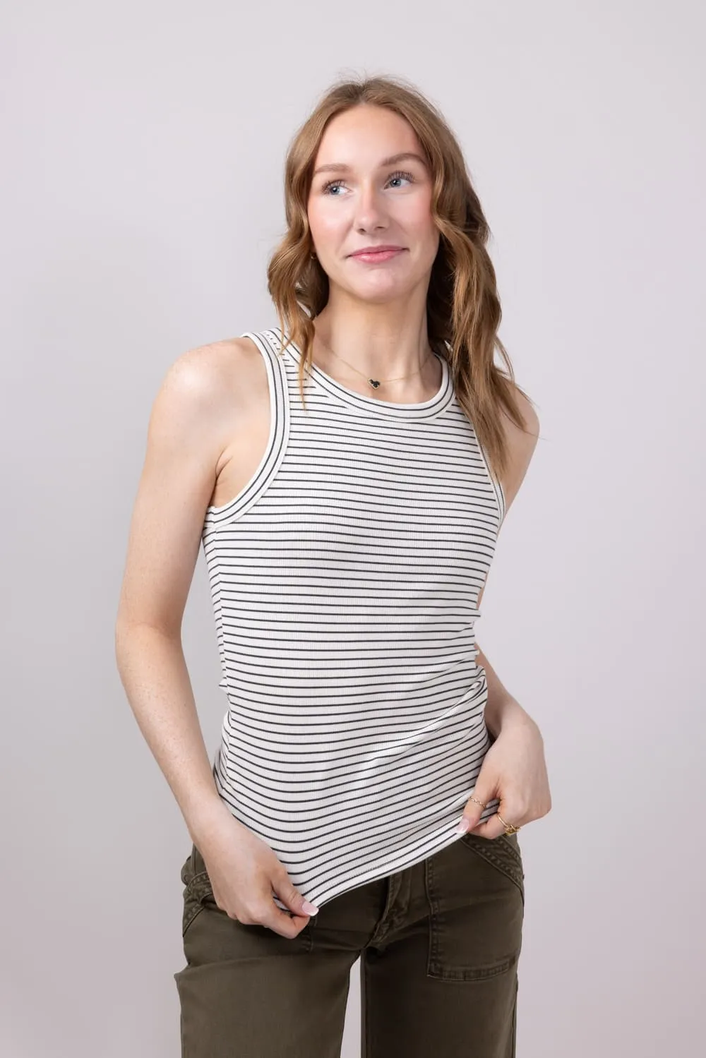 Thread & Supply Edlin Stripe Tank Top for Women in Cream/Black | T2338BRTS-CREAMBLACK