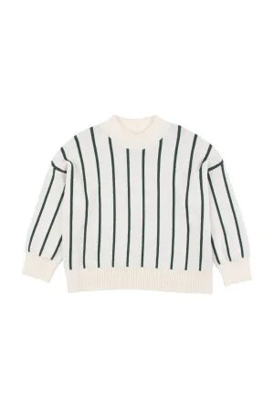Tinycottons Beige Stripes Mock Sweater