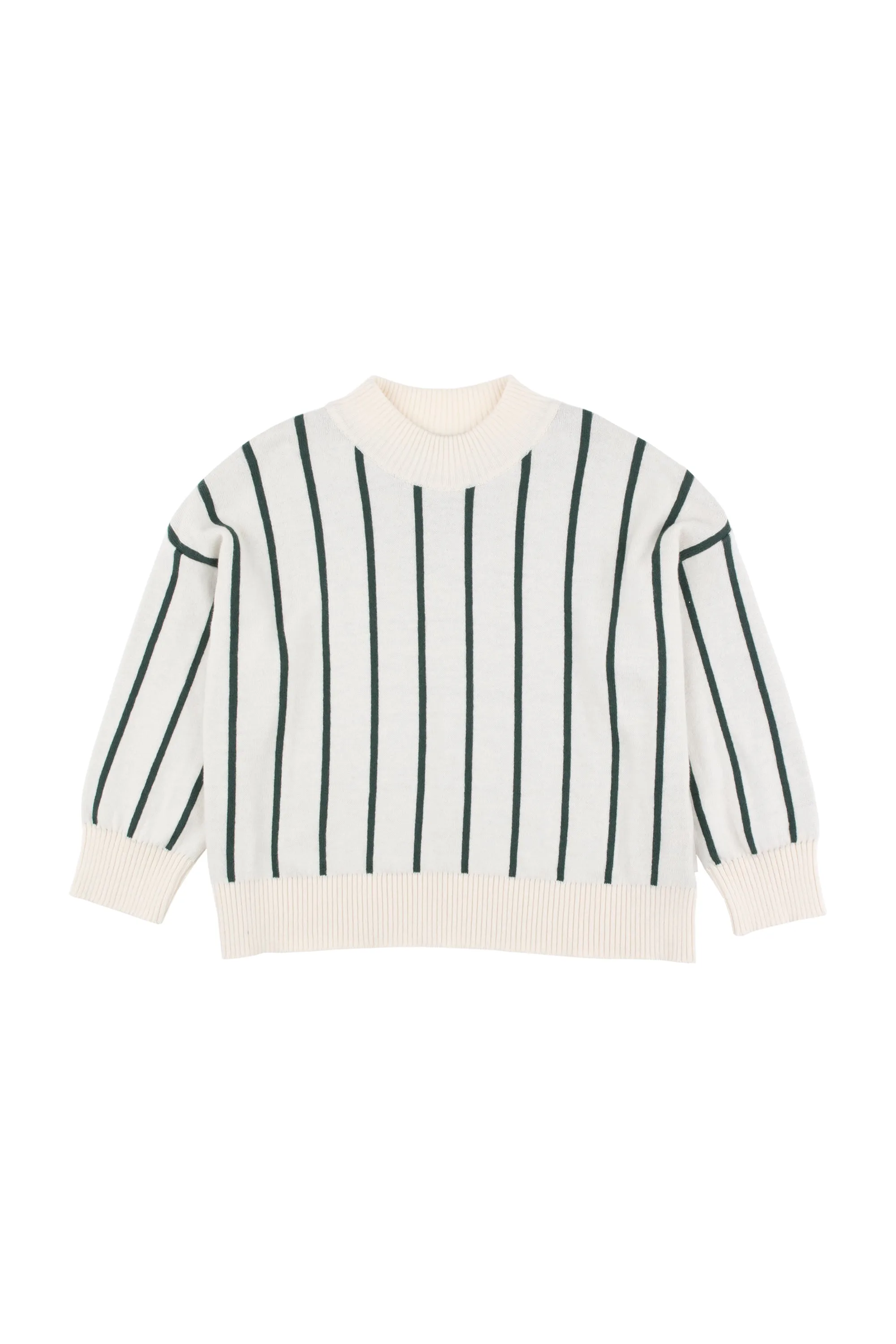 Tinycottons Beige Stripes Mock Sweater