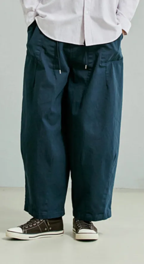 TWILL BALLOON PANTS - NAVY
