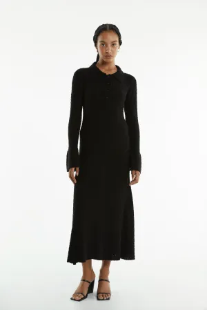 UNBOUND KNIT SHIRT DRESS | BLACK