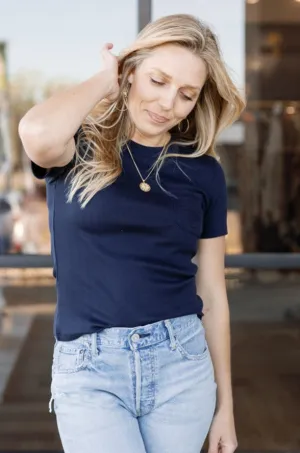 Veronica Beard Pruitt Ribbed Logo Tee