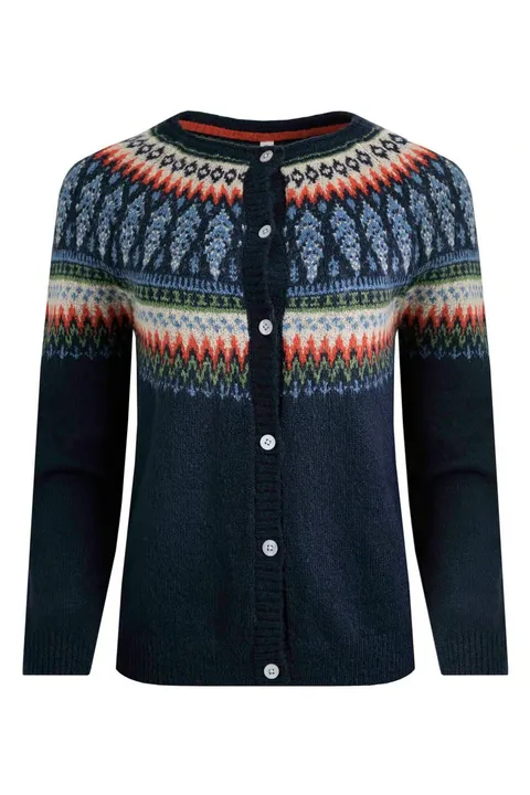 Weird Fish -  Hatty Eco Fair Isle Cardigan Navy