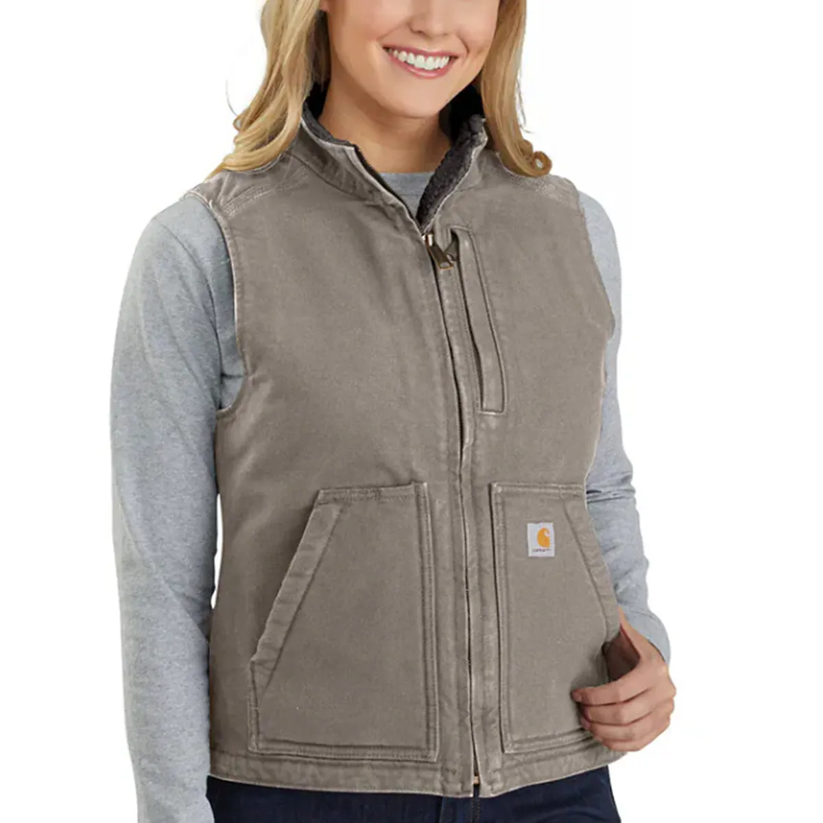 Women's Sherpa Lined Duck Mock Neck Vest 104224