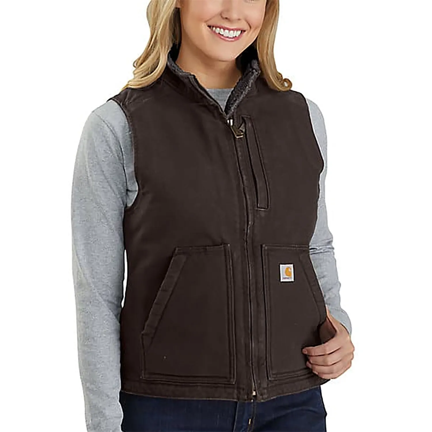 Women's Sherpa Lined Duck Mock Neck Vest 104224