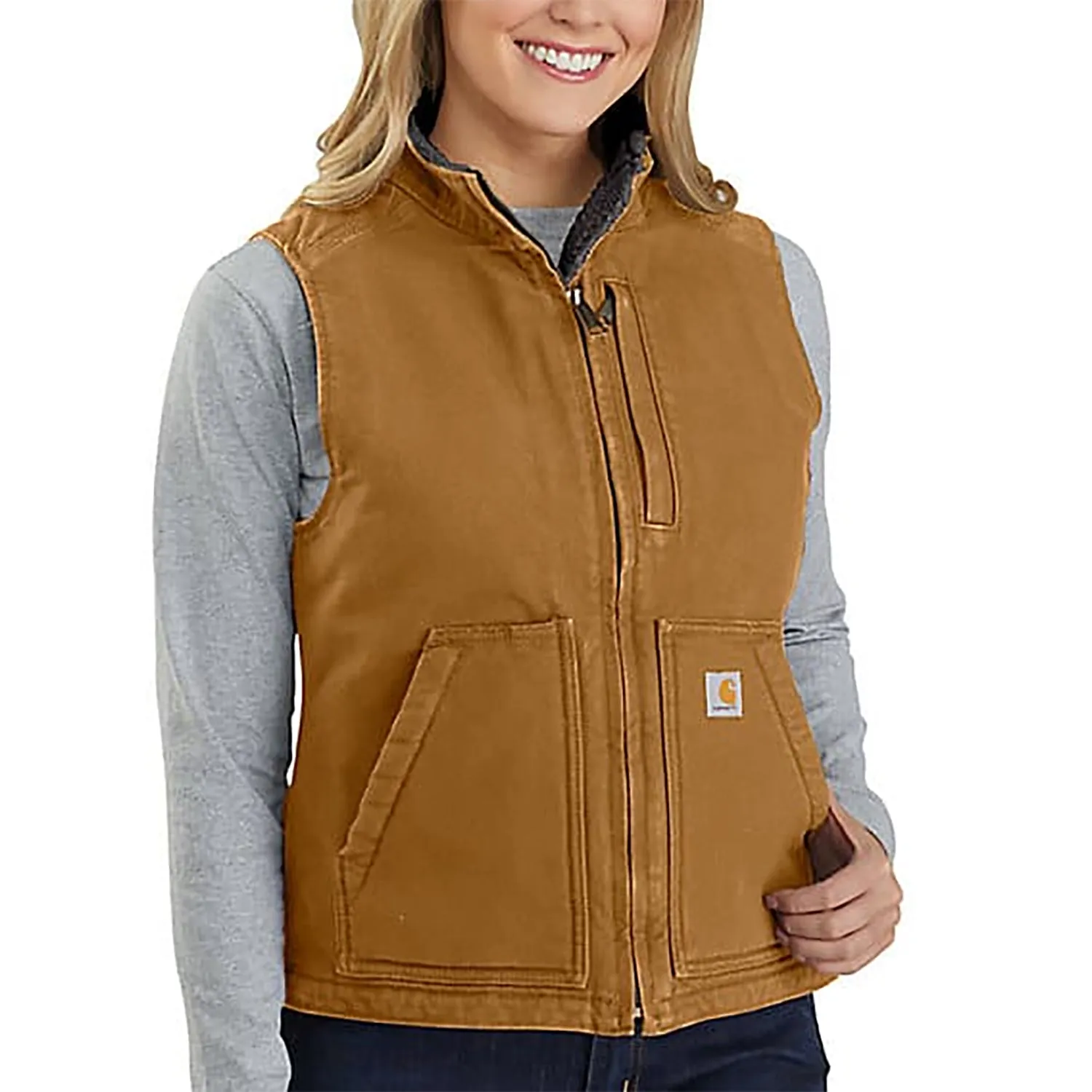 Women's Sherpa Lined Duck Mock Neck Vest 104224
