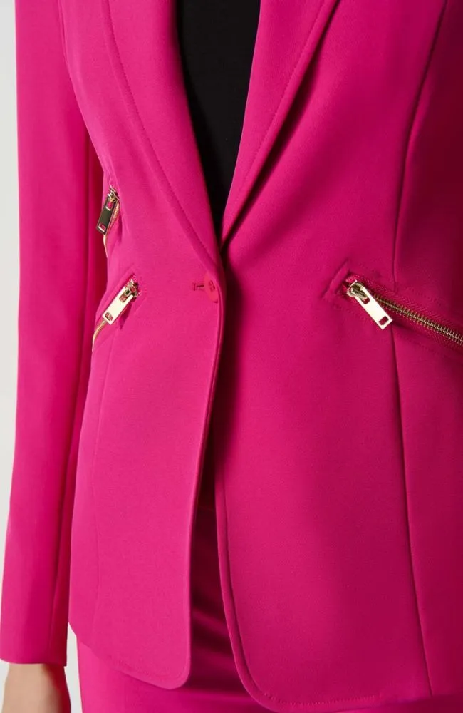 Woven Blazer Zippered Pockets
