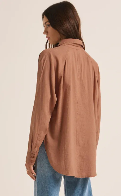 ZSupply The Perfect Linen Top - Mocha Mousse