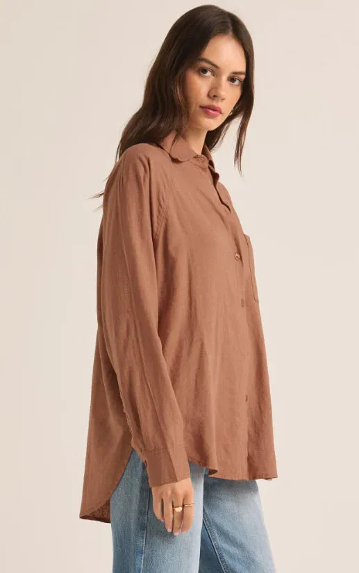 ZSupply The Perfect Linen Top - Mocha Mousse